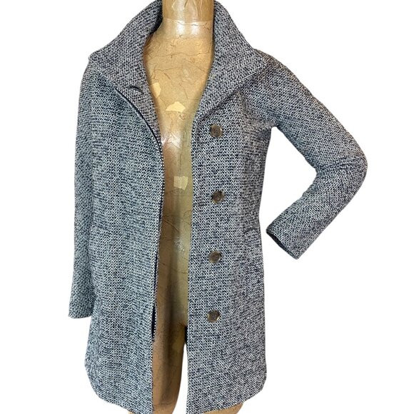 J. Crew Factory Wool Blend Tweed City/Pea Coat Black White Sz 00 #246G - Picture 1 of 10